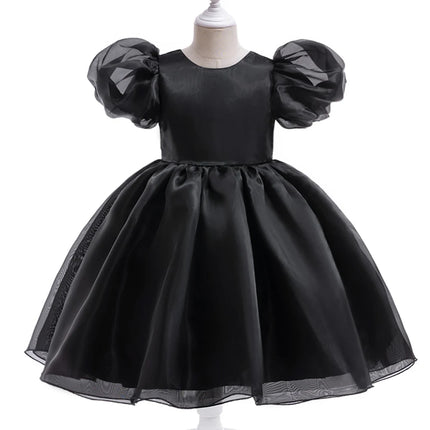 Fashion Flower Printed Party Girls Dresses Christmas Costume White Wedding Birthday Princess Prom Dress for Girl Bridesmaid Gown