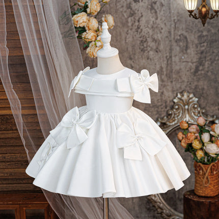 Toddler Baptism 1st Birthday Party Baby Girls Dress Elegant Wedding Princess Evening Dress Girl Bow Bridesmaid Prom Gown
