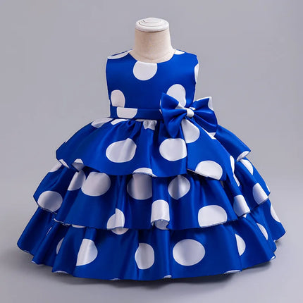 Polka Dot Girl Layered Dress Wedding Birthday Party Children's Princess Gown Kids Fashion Clothing Vestidos Toddler Dresses