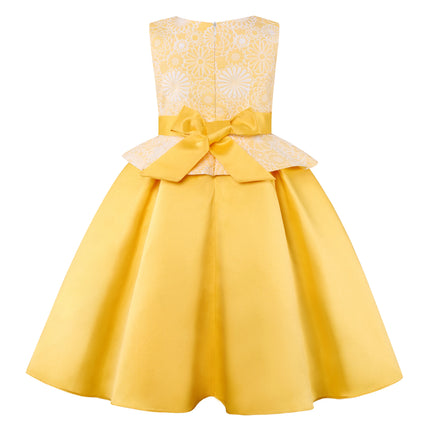 Summer Children's Dress Bow Princess Cute Dress Flower Child Wedding Host Show Evening Dress