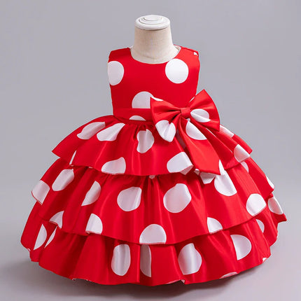 Polka Dot Girl Layered Dress Wedding Birthday Party Children's Princess Gown Kids Fashion Clothing Vestidos Toddler Dresses