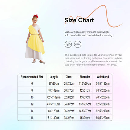 Kids Girls Ancient Greek Toga Costume Halloween Party Roman Goddesses Princess Cosplay Fancy Dress Tulle Church Robe with Belt