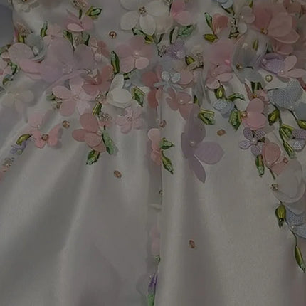 Flower Girl Dress Kids Satin Tulle Wedding Guest Party Birthday Bridesmaid Communion Pageant Prom Ball Gown Maxi
