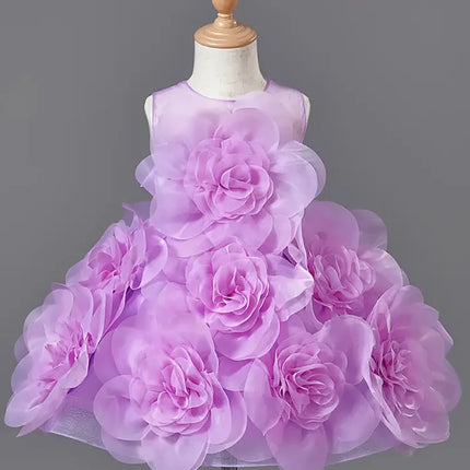 Girls Princess Dress Luxury Elegant Lilac Sleeveless Party Evening Dresses Kids Wedding Birthday Ball Gown For Girl Children