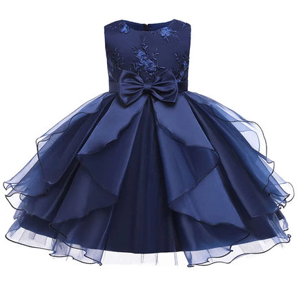 Summer Girls Flower Embroidery Princess Party Dress Baby Kids Christmas Wedding Ball Gown Dresses Children ClothesFor 3-10yrs