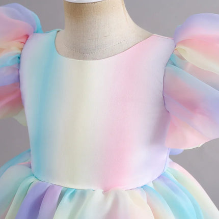 Rainbow Tutu Girls Party Dress Pageant Children Costume Princess Kids Bridesmaid Clothes For Birthday Wedding Gowns Vestidos 1-6