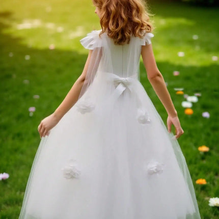 Flower Girl Dresses for Wedding Guest Kids Bridesmaid White Lace Formal Performance Party Ball Gown 10 12 Year