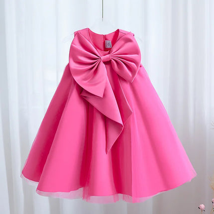 Girls' Birthday Party Bowknot Princess Dress, Children's Elegant Party Dress, Piano Host Performance Dress, Flower Girl Wedding Dress