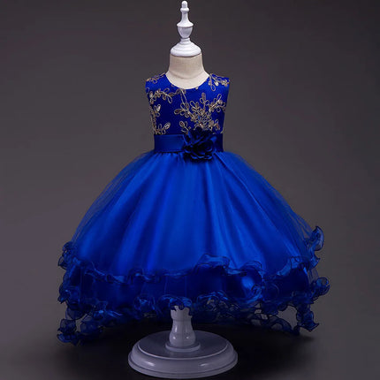 Teenagers Girls Dress Summer Mesh Fashion Girls Princess Wedding Dress Piano Performance Costume 4-14 Years New Kids Clothes