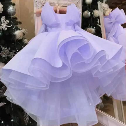2026 Flower Girl Dress First Christmas Dress Wedding Bridesmaid Gown Pink Ruffled Tulle Party Dress for Girls Formal Occasion