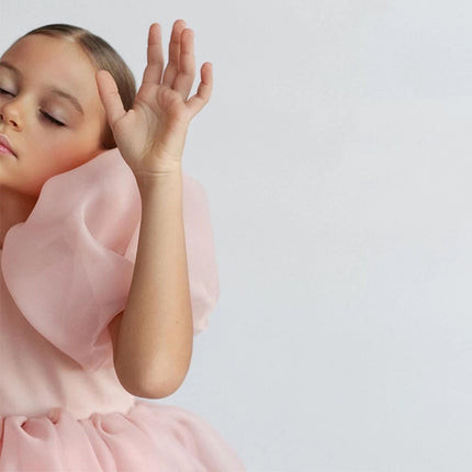 Hot Sale Kids Fashionable Backless Princess Gown For Birthday Party Cute Graceful Puff Sleeve Girl Dresses Wedding Guest Clothes