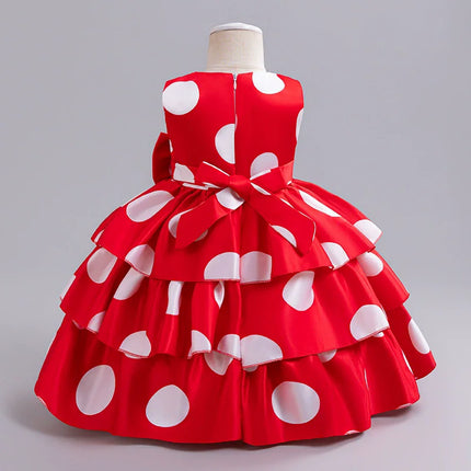 Polka Dot Girl Layered Dress Wedding Birthday Party Children's Princess Gown Kids Fashion Clothing Vestidos Toddler Dresses