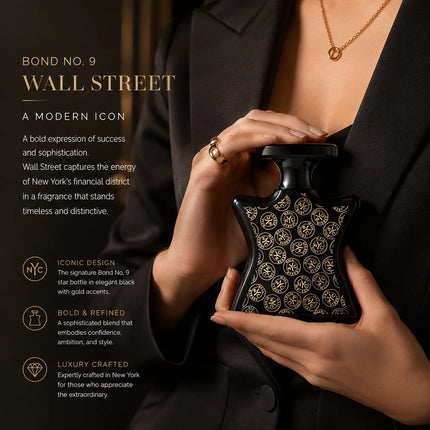Bond No. 9 Wall Street Eau de Parfum – Luxury Black & Gold Star-Shaped Fragrance, Elegant Statement Scent for Daily Wear, Business Events & Evening Occasions