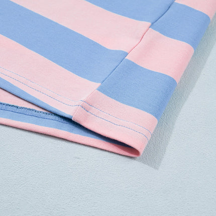 Pink Stripe Dolman Tee Drawstring Skort Athletic 2pcs Set
