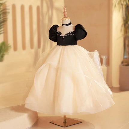 3D Flower Necklace Children's Bridesmaid Dress for Wedding Fluffy Ball Gown Girl Kids Princess Evening Party Prom Dresses 1-12T