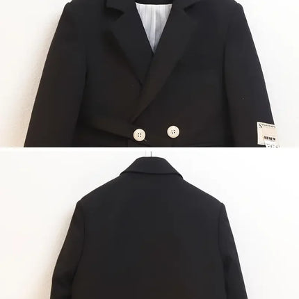 Boys Autumn Winter Jacket Pants 2Pieces Clothing Set kids Formal Black Host Piano Performance Suit Children's Photography Dress