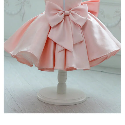 HETISO Elegant Baby Girls Birthday Dress Beading Formal Wedding Party Gown for Children Tutu Fashion Sleeveless Silk Clothes