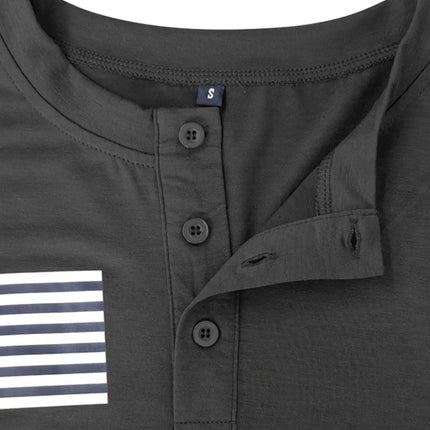 Men's American Flag Short Sleeve Henley Top