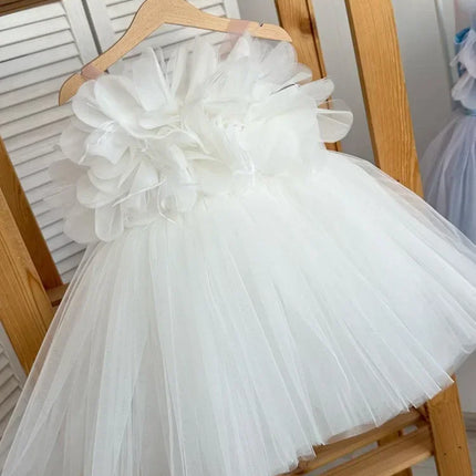 Girl Clothes Children's Flower Dress Wedding Princess Dresses Little Girls Pink Blue Strap Tulle Tutu Skirt Purple Spaghetti