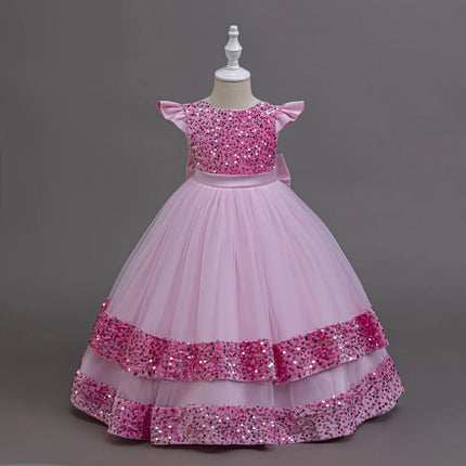 HETISO Elegant Girls Dresses For Christmas Wedding Children's Bridesmaid Ball Gown Kids Princess Birthday Party Clothes