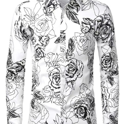 Fashion Flowers 3D Print Men's Long Sleeve Shirts Fashion Button-Down Tops 2025 Autumn New Casual Men's Casual Lapel Shirts