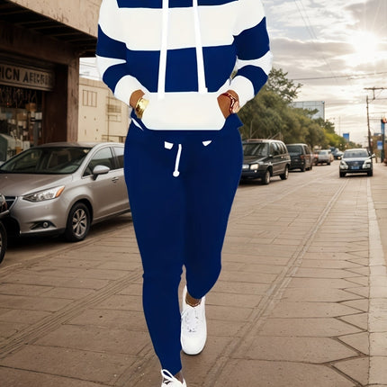 Women’s Two Piece Sportswear Set – Casual Sweatshirt and Pants Outfit