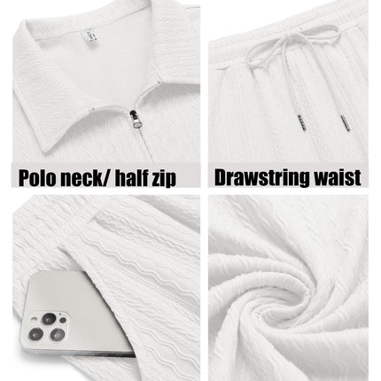 COOFANDY Men's 2 Pieces Outfits Casual Quarter Zip Polo Shirt and Shorts Set Athletic Jogging Summer Tracksuit