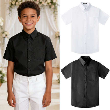 Boys Dress Shirt Teenage Easter Church Wedding Clothing Kids School Graduation Birthday Gift Photography Daily White Clothes