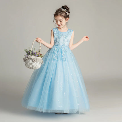 BX683 Kids Dresses For Girls Lace Dress Gown Princess Clothes Children Formal Evening Party Flower Girls Wedding Vestidois