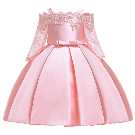 Green Christmas Dress For Girls Children Costume Elegant Kids Princess Party Dresses Lace Half Sleeve Girl Wedding Prom Gown