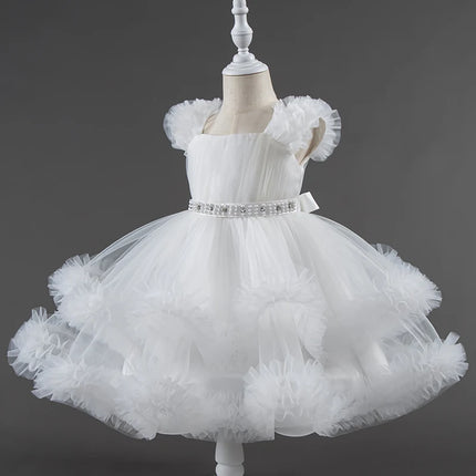 Baby Dress 0-5 Years Old Birthday Party Wedding Sleeveless Mesh Fluffy Cute Girl Princess Dress