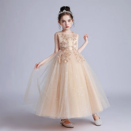 BX683 Kids Dresses For Girls Lace Dress Gown Princess Clothes Children Formal Evening Party Flower Girls Wedding Vestidois