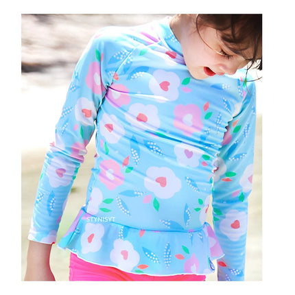 Girls Printed Long Sleeves Swimsuit Baby Girl Boys Beach UV Clothing Sun Protection Swimwear and Surfwear Two Pieces