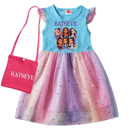 Kpop KATSEYE Costume for Baby Girls Sequin Dress Kids Fashion Wedding Party Princess Frock Children Short Sleeve Casual Dresses