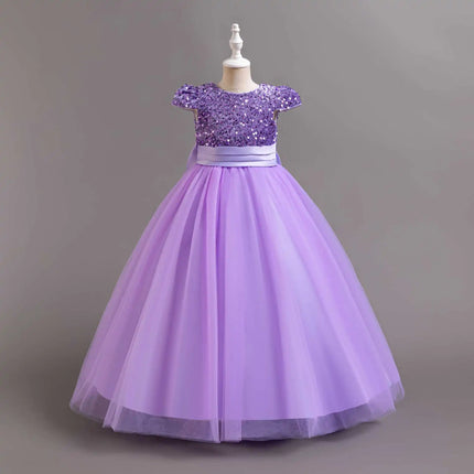 HETISO Kids Christmas Evening Dresses Girls Sequined Lace Elegant Wedding Dress Long Robe Children Clothing Princess Formal Gown