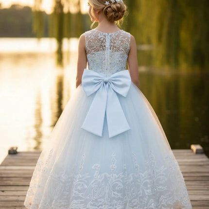 2026 Flower Girl Dresses For Weddings Lace Luxury Vestidos Princess Birthday Party Bridesmaid Dress For Kid 5-12 Years BIBIHOU