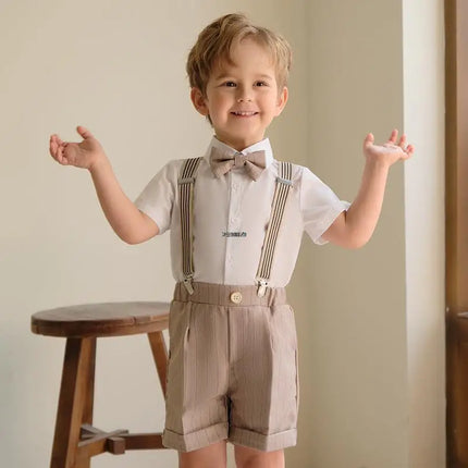 1-11 Years Boys Khaki Spring Summer Photography Suit Children Wedding Performance Dress Kids Luxurious Birthday School Dress