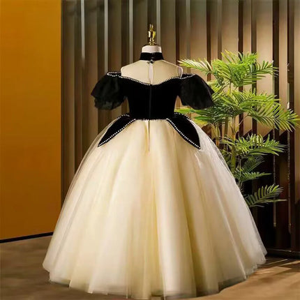 3D Flower Necklace Children's Bridesmaid Dress for Wedding Fluffy Ball Gown Girl Kids Princess Evening Party Prom Dresses 1-12T