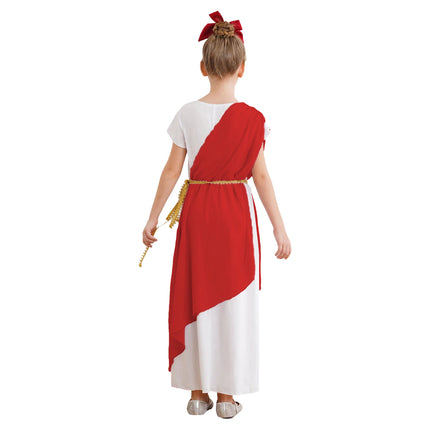 Kids Girls Ancient Greek Toga Costume Halloween Party Roman Goddesses Princess Cosplay Fancy Dress Tulle Church Robe with Belt