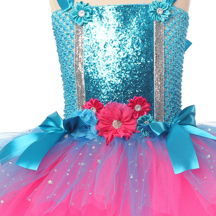 Trolls Tutu Dress for Girls Princess Poppy Birthday Costumes Carnival Party Costume Toddler Kids Pumpkin Dress Up DanceTutu Dres