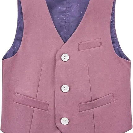 4 Pieces Pink Jacket Vest Pants Bowtie Children Skinny Dress Gentleman Kids Photograph Suit Boys Graduation Performance Costume