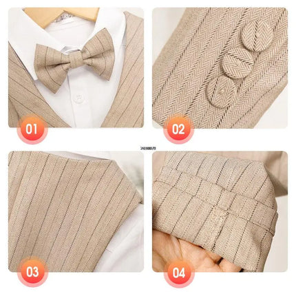 1-11 Years Boys Khaki Spring Summer Photography Suit Children Wedding Performance Dress Kids Luxurious Birthday School Dress