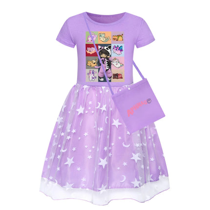 APHMAU  Baby Girls Lace Princess Dress Design Summer Wedding Party Outfit with Bag Toddler Formal Dress for Girls