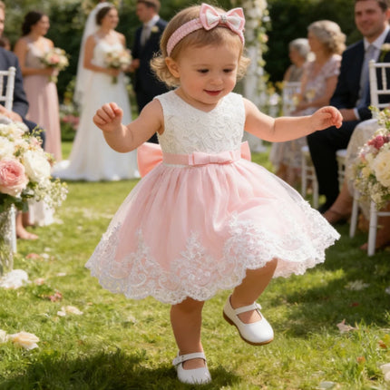 White Dress For Girls Puffy Flower Princess Dress 3M-3T Toddler Baby Girls Dress Pageant Wedding Flower Girls Dress Formal Gown