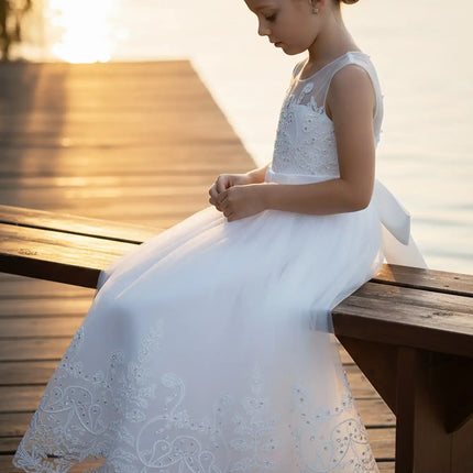 2026 Flower Girl Dresses For Weddings Lace Luxury Vestidos Princess Birthday Party Bridesmaid Dress For Kid 5-12 Years BIBIHOU
