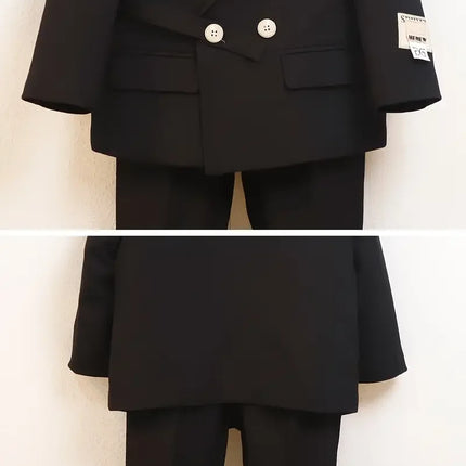 Boys Autumn Winter Jacket Pants 2Pieces Clothing Set kids Formal Black Host Piano Performance Suit Children's Photography Dress