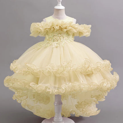 Girl Flower Princess Sequins Baby Wedding Christmas Party Tail Dress Birthday Party Wedding Flower Girl Sweet and Cute Dress
