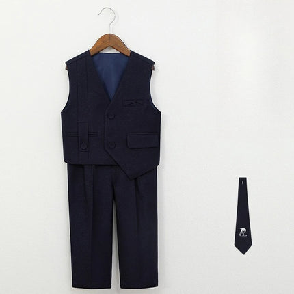 School Boys Formal Suit Set Gentleman Vest Pants Shirt for Wedding Birthday Party Graduation Kids Toddler Classic Dress Outfit