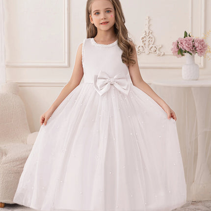 Girls Wedding White Dress Puffy Gauze Skirt Flower Children's Skirt Bridesmaid Evening Dress