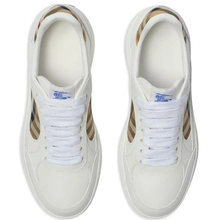 BURBERRY Terrace Sneaker in Leather with Check Fabric Insert